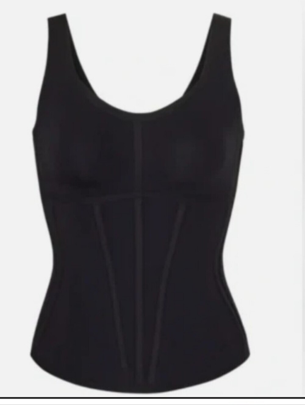 Honey Love Boldness Tank Black Size L Padded Cups Sculpt Boning Stretch EUC